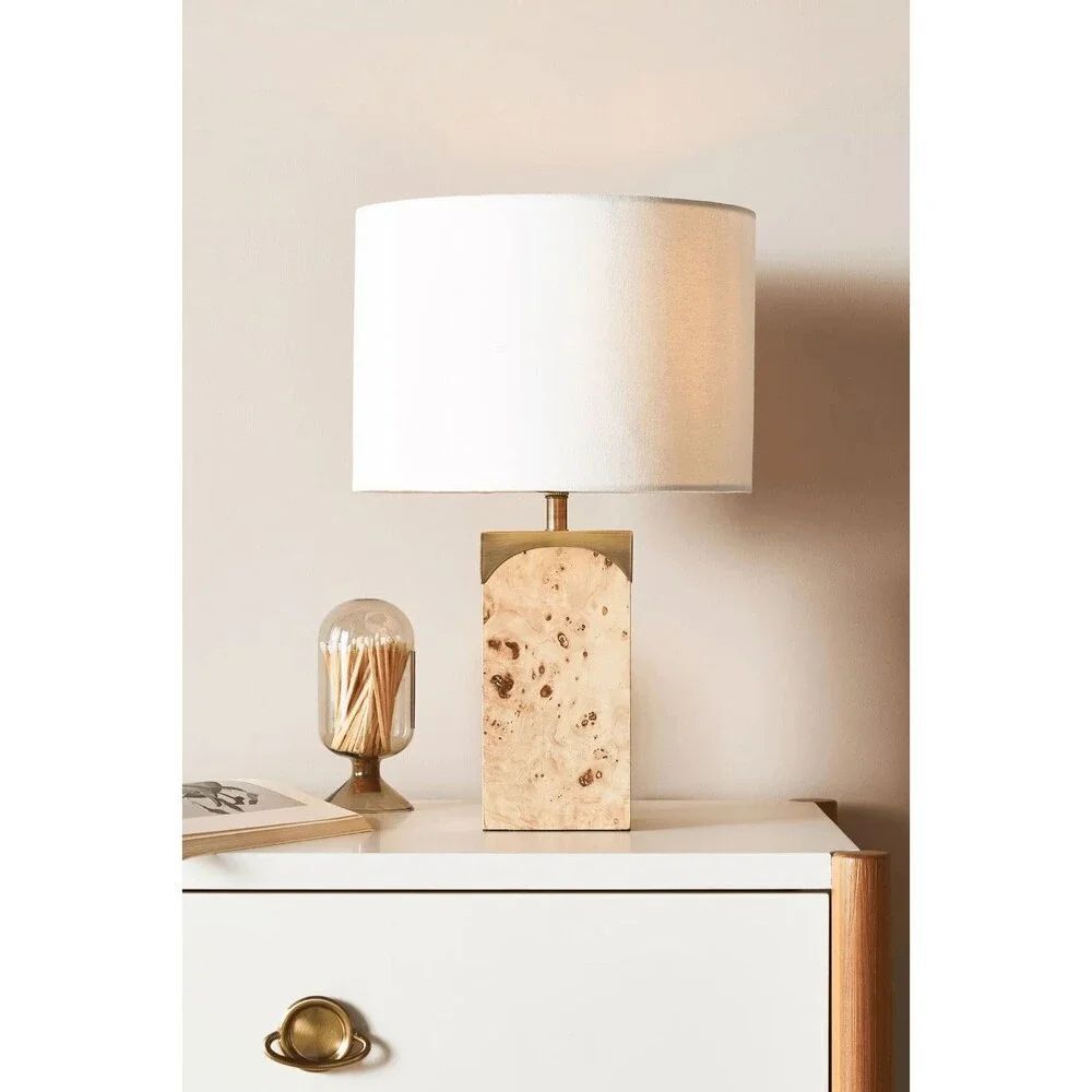 Anthropologie Burl Wood Table Lamp BASE ONLY NEW